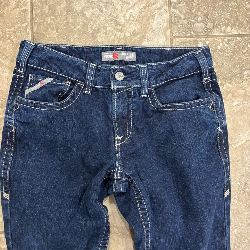 Ariat Women's FR Mid‎ Rise Bootcut Stretch Work Jeans sz 30S - Picture 2 of 14